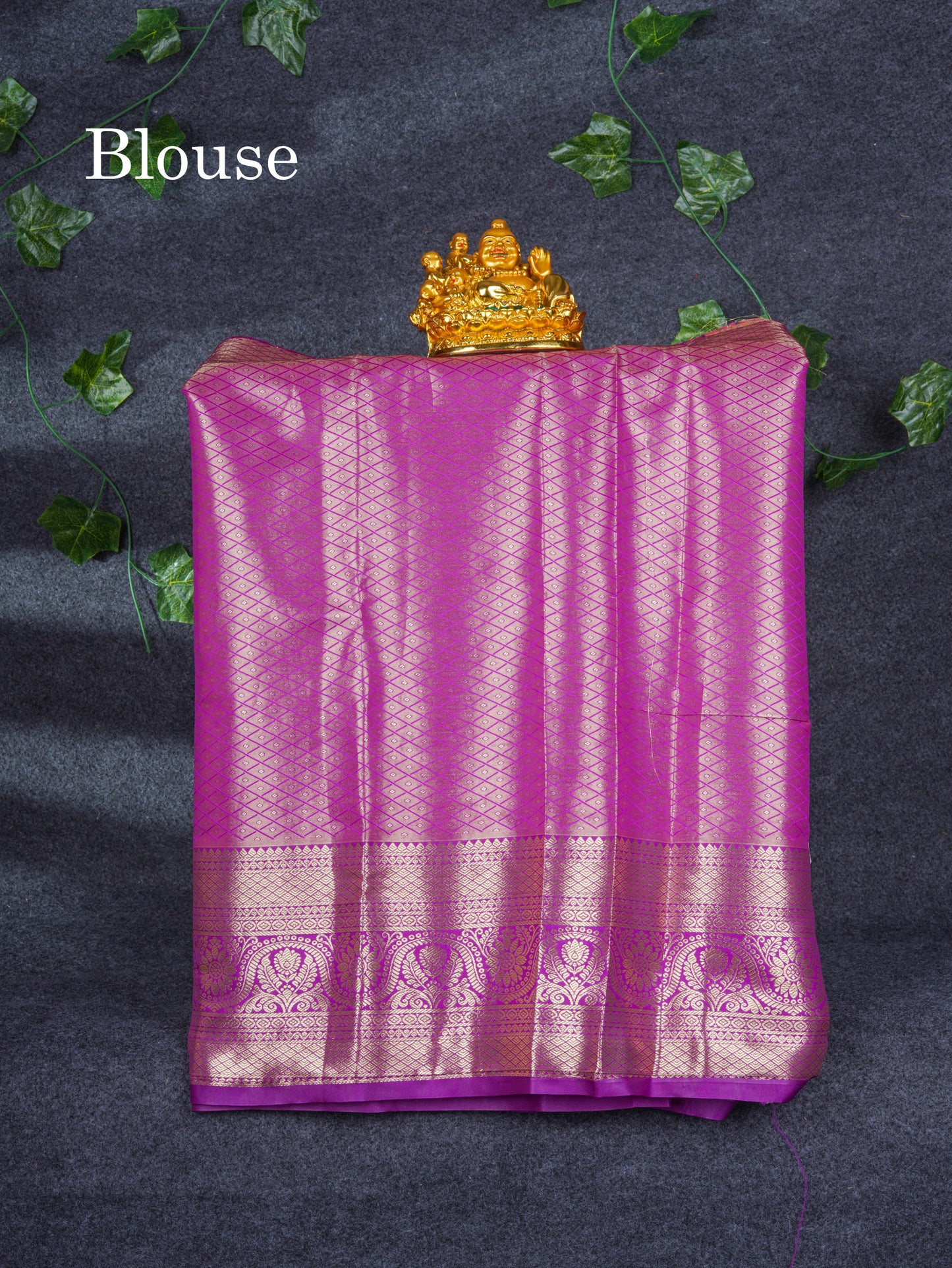 Semi Pattu Pavadai Tissue ( Peach ) With Contrast Dark Purple Blouse 21"