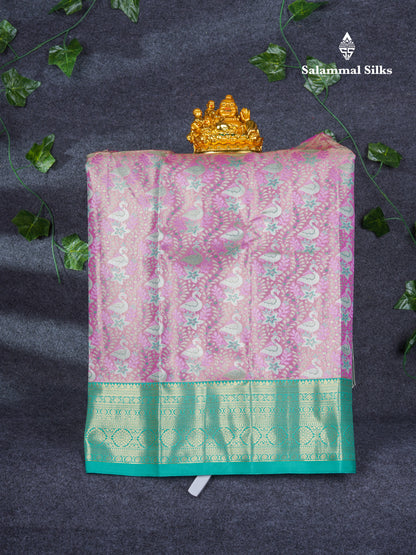 Semi Pattu Pavadai Tissue ( Light Lavender ) With Contrast Rexona Blouse 21.5"