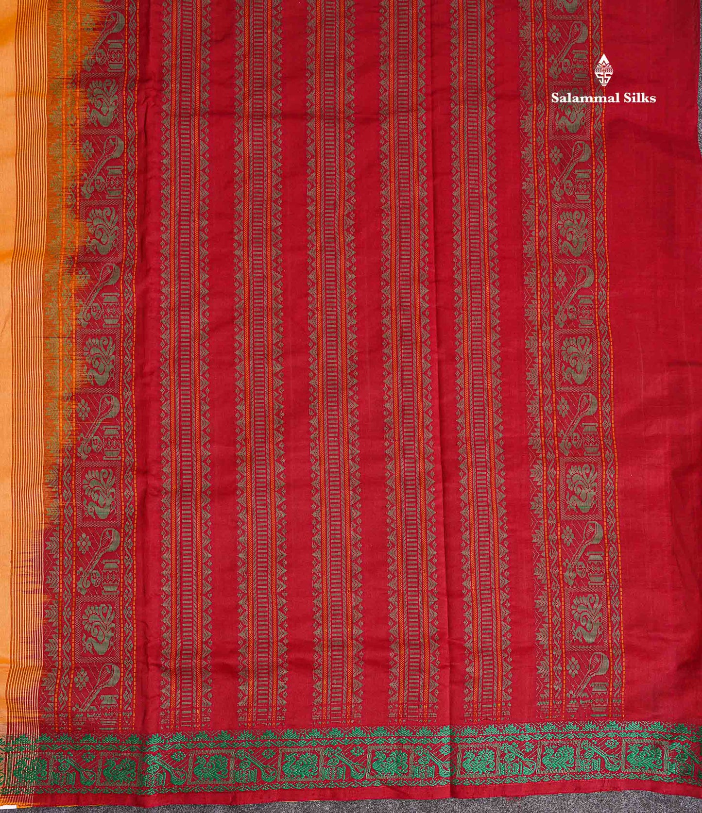 Pallu Of Light Orange Semi Silk Cotton Saree