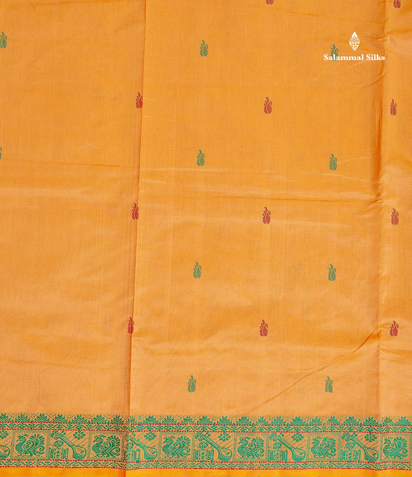Thread Work Border Of Light Orange Semi Silk Cotton Saree 