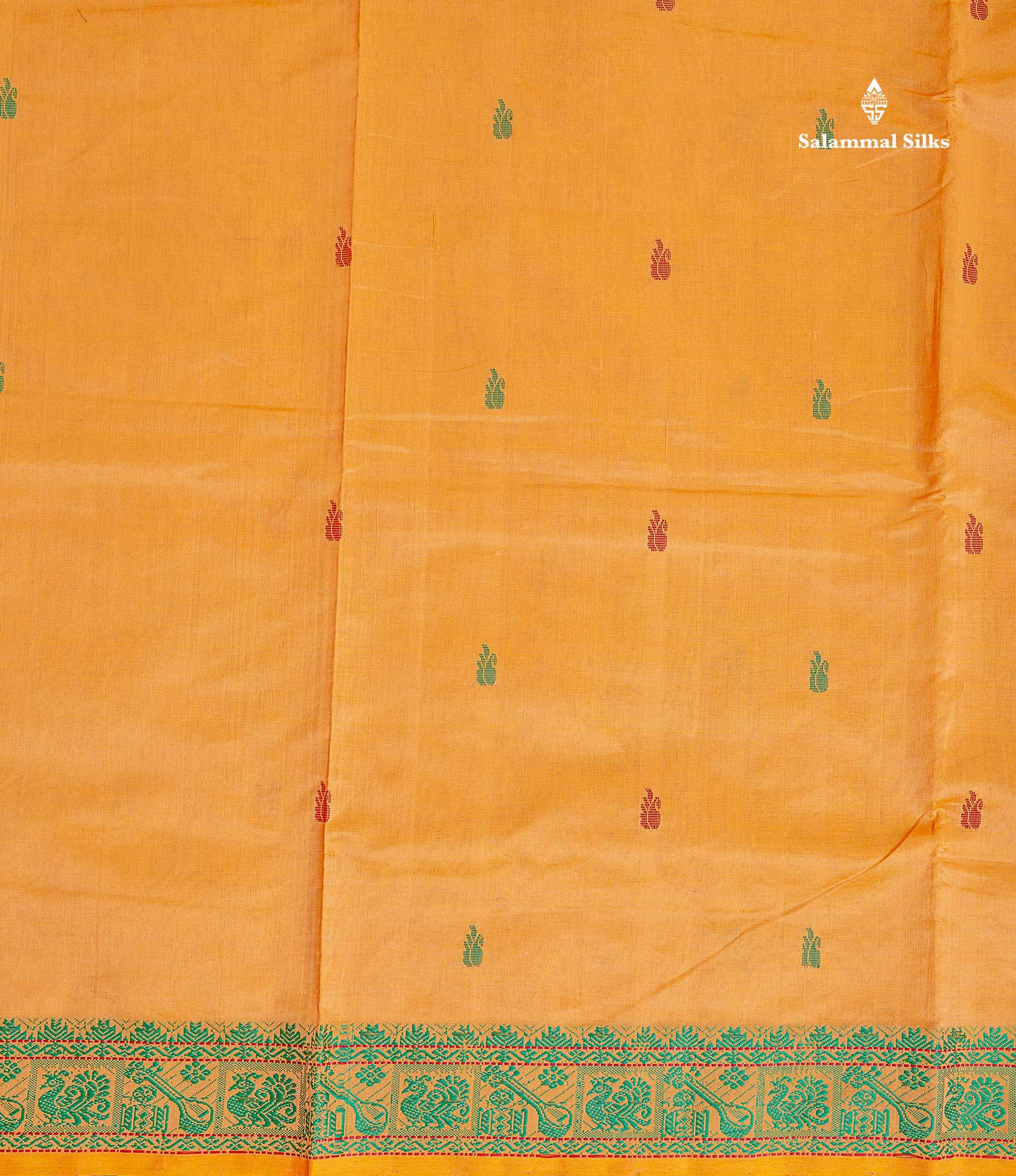 Thread Work Border Of Light Orange Semi Silk Cotton Saree 