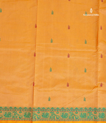 Thread Work Border Of Light Orange Semi Silk Cotton Saree 