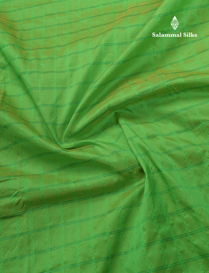 9 Yards Semi Silk Saree Green with Contrast Bottle Green Traditional Double Border