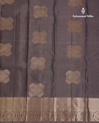 Beautiful Elephant Grey Pure Kanjivaram Silk Saree With Traditional Border