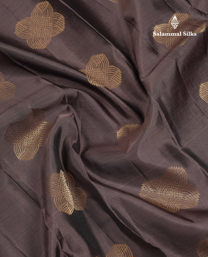Beautiful Elephant Grey Pure Kanjivaram Silk Saree With Traditional Border