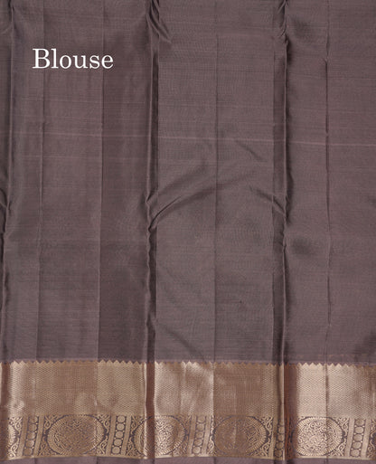 Beautiful Elephant Grey Pure Kanjivaram Silk Saree With Traditional Border