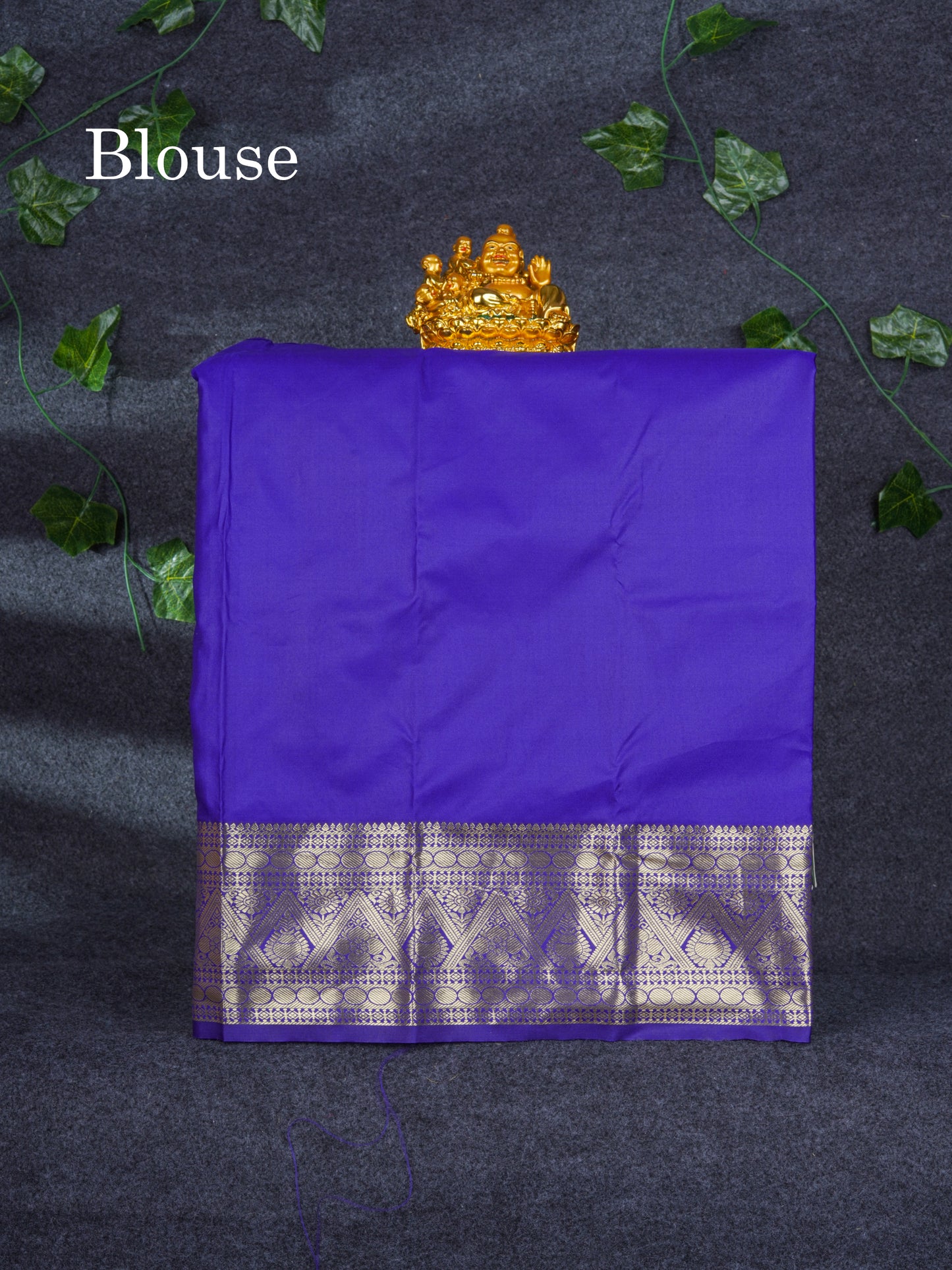 Semi Pattu Pavadai ( Light Elaichi Green ) With Contrast Navy Blue Blouse 21"