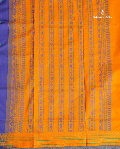 Pallu Of Navy Blue Semi Silk Cotton Saree 