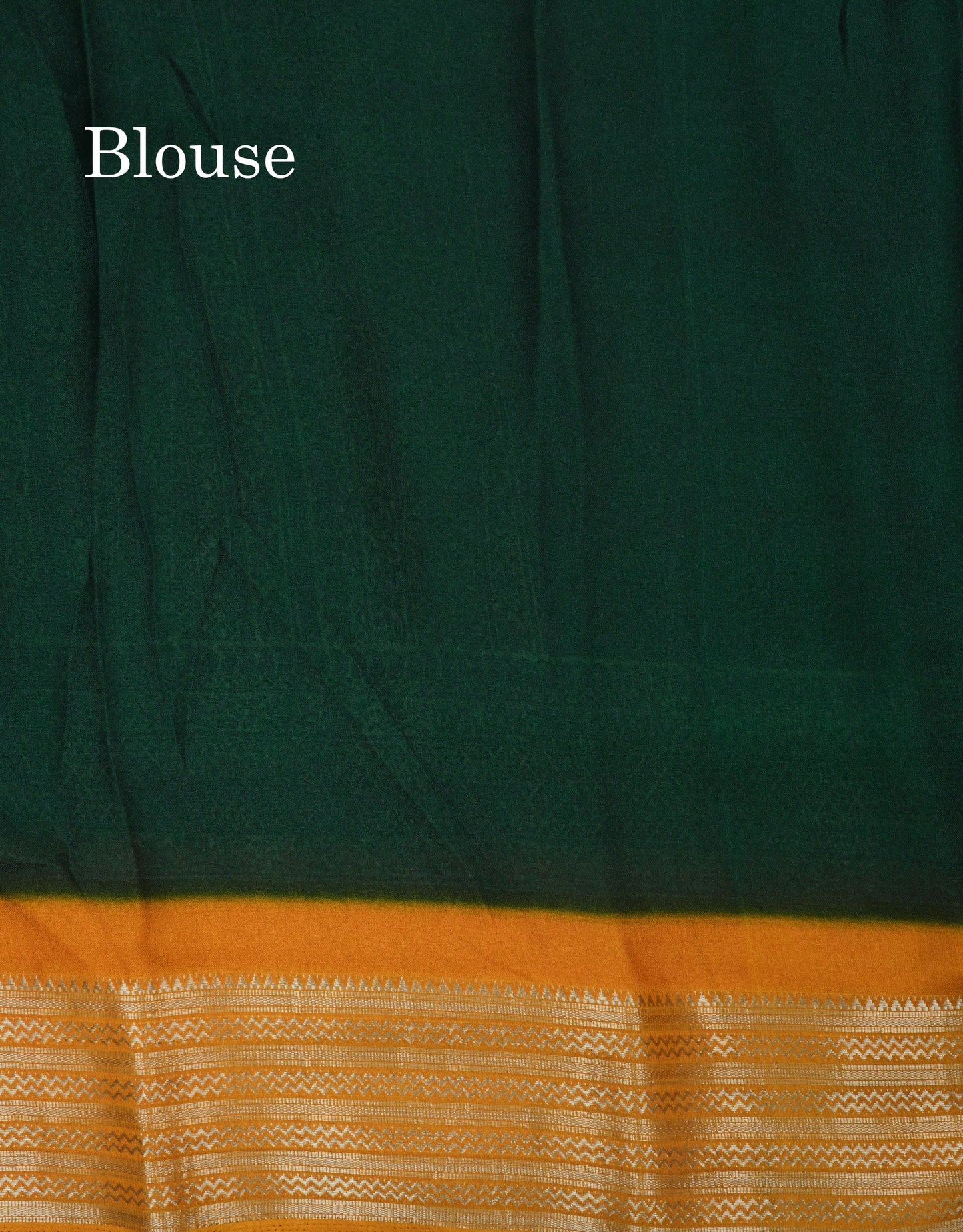 Bottle Green Plain Semi Georgette Saree With Mustard Yellow Traditinal Border