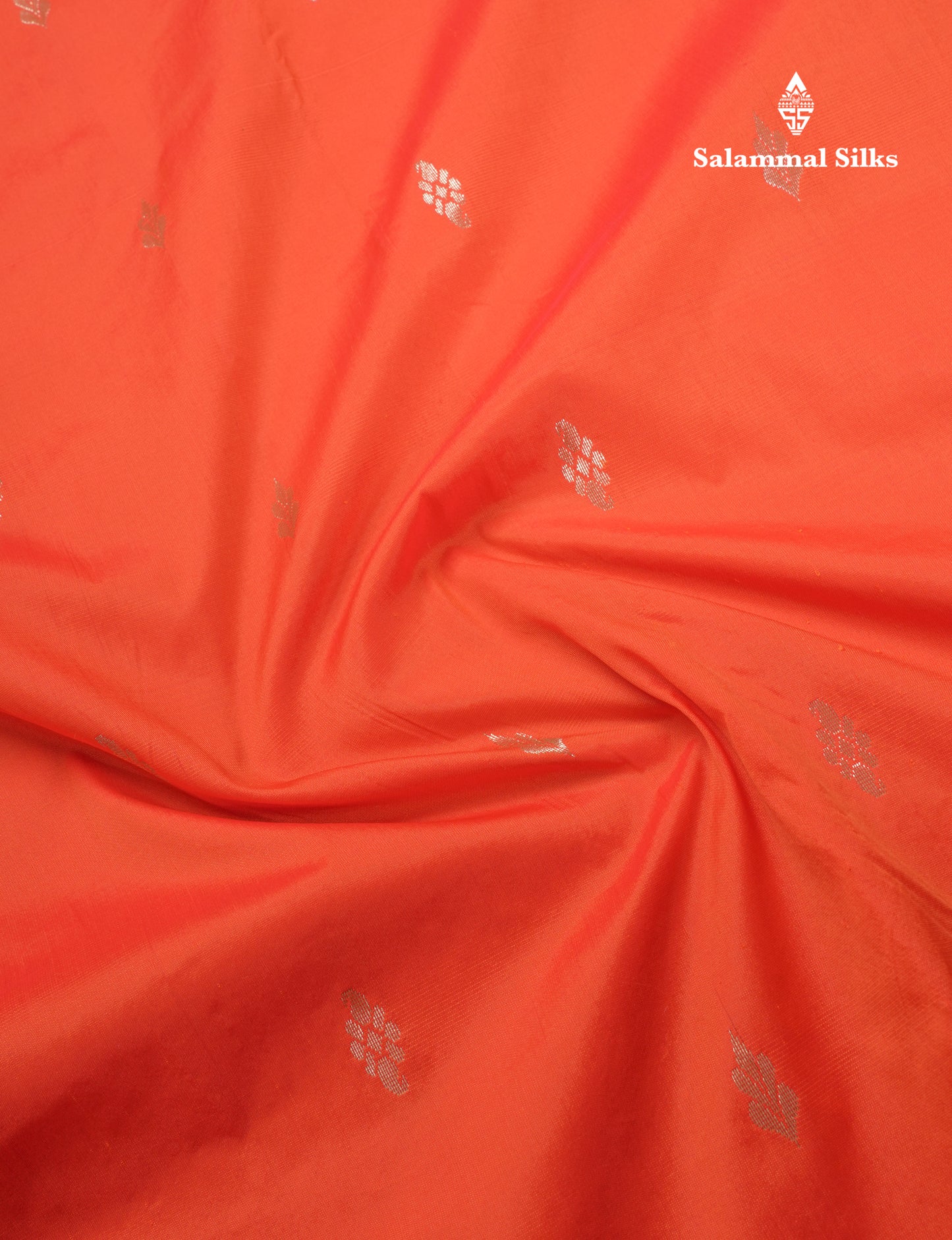 9 Yards Semi Silk Saree Orange with Contrast Bottle Green Traditional Gap Border