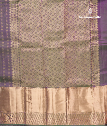Dual Tone Purple Pure Kanjivaram Silk Saree With Self Long Border
