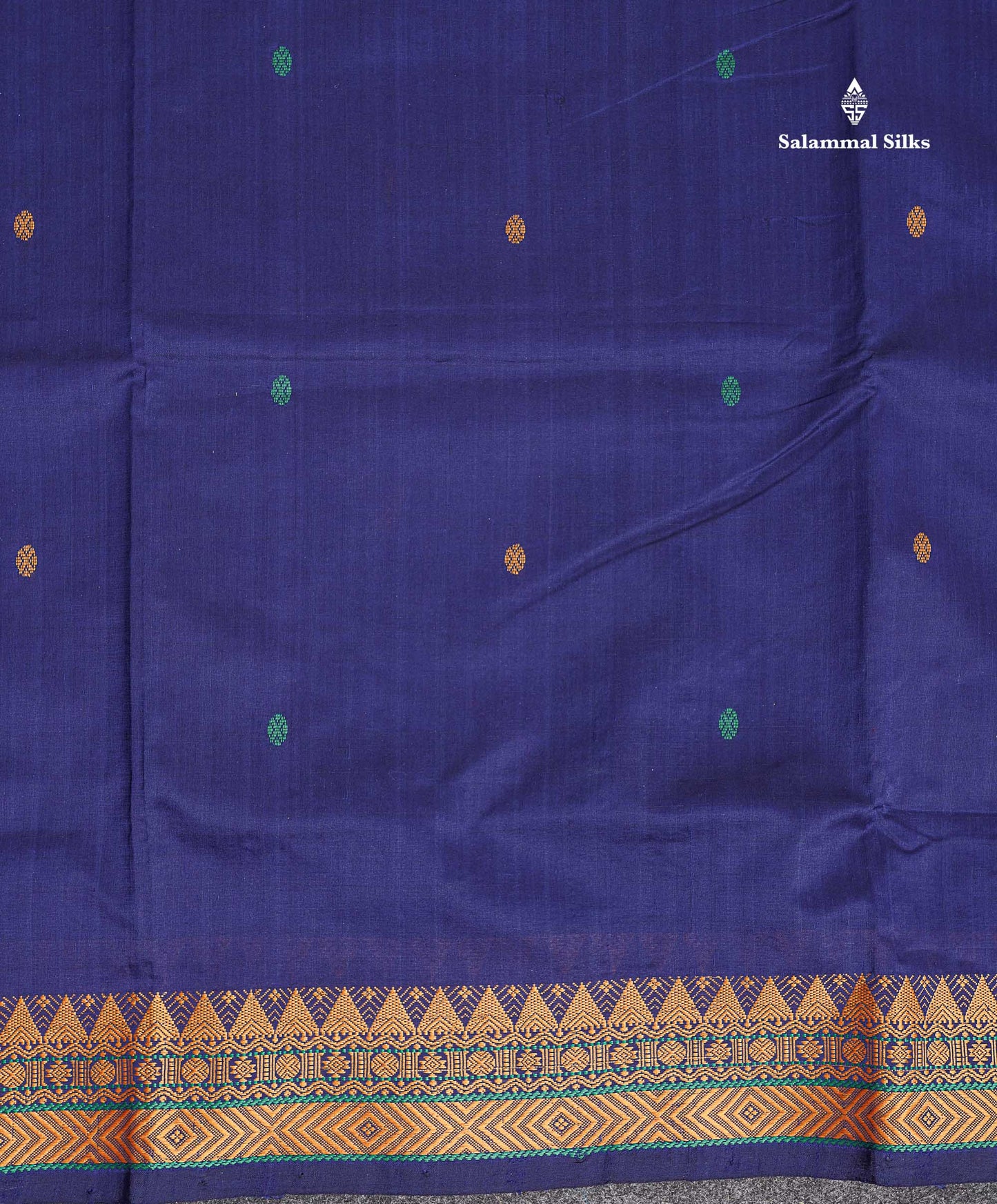 Thread Work Border Of Navy Blue Semi Silk Cotton Saree 