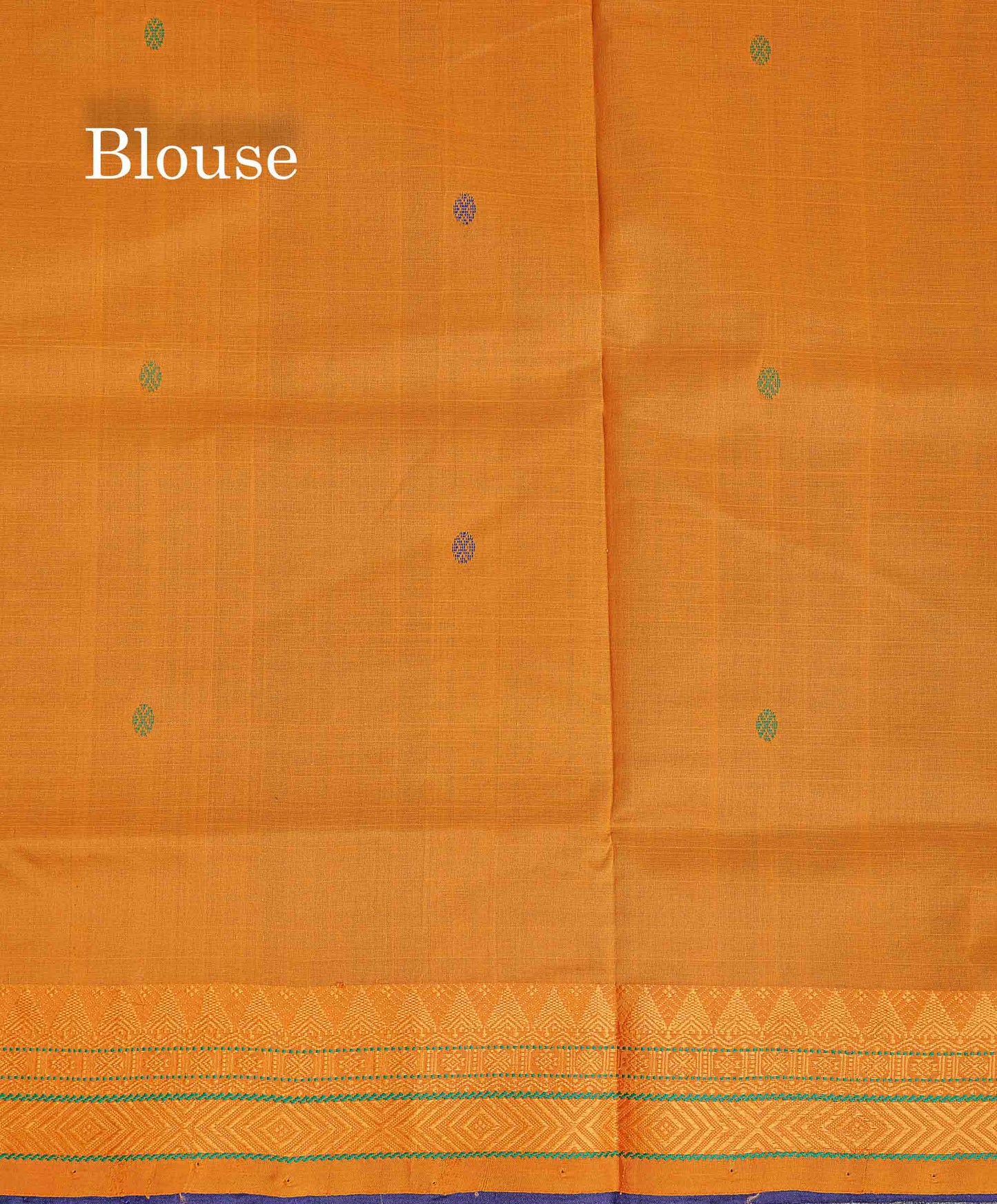 Contrast Mustard Yellow Blouse Of Navy Blue Semi Silk Cotton Saree