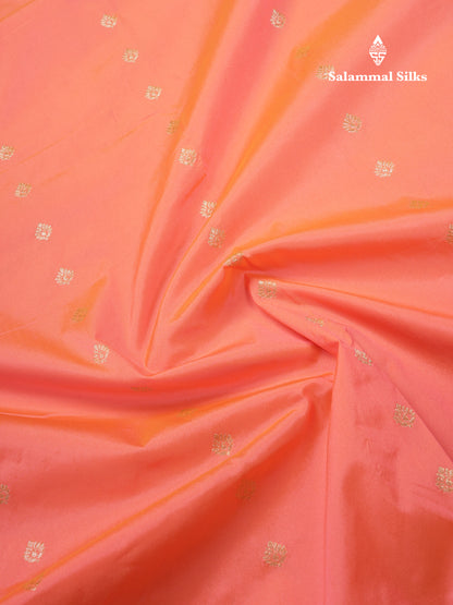 9 Yards Semi Silk Saree Peach Orange with Contrast Maroon Border