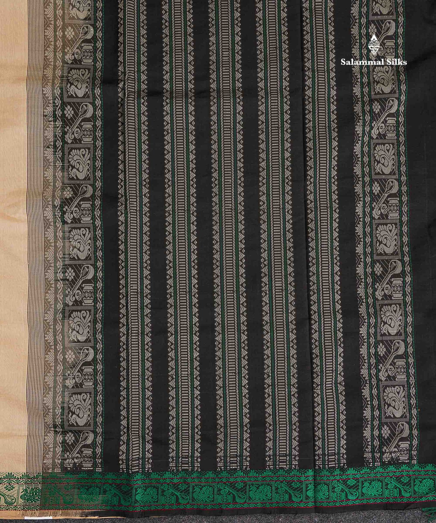Pallu Of Cream Sandal Semi Silk Cotton 