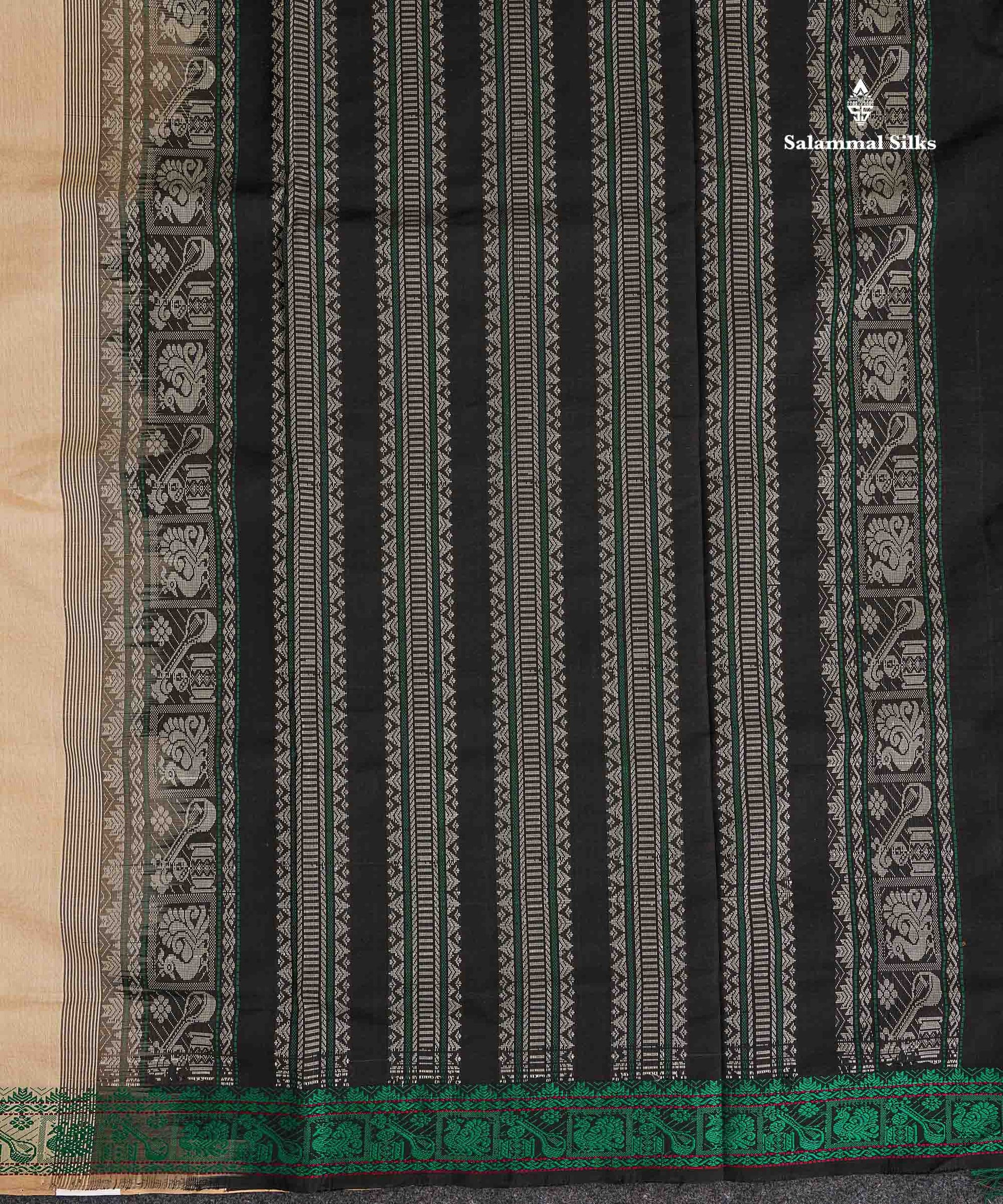 Pallu Of Cream Sandal Semi Silk Cotton 