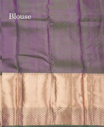 Dual Tone Purple Pure Kanjivaram Silk Saree With Self Long Border