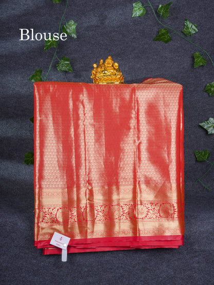 Semi Silk Pattu Pavadai Tissue ( Light Lavender ) with Chilly Red Blouse 27"