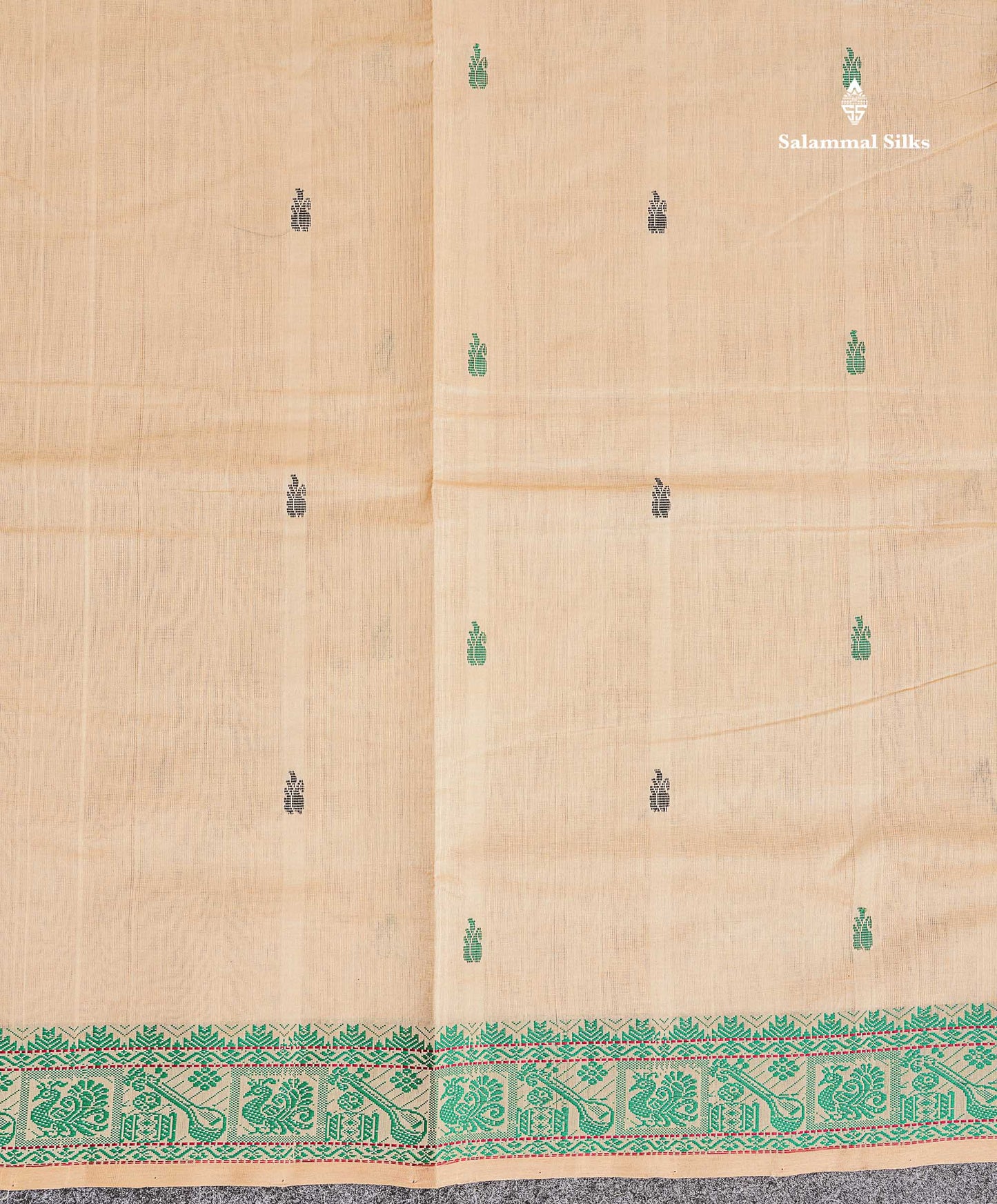 Thread Work Boder Of Cream Sandal Semi Silk Cotton Saree 