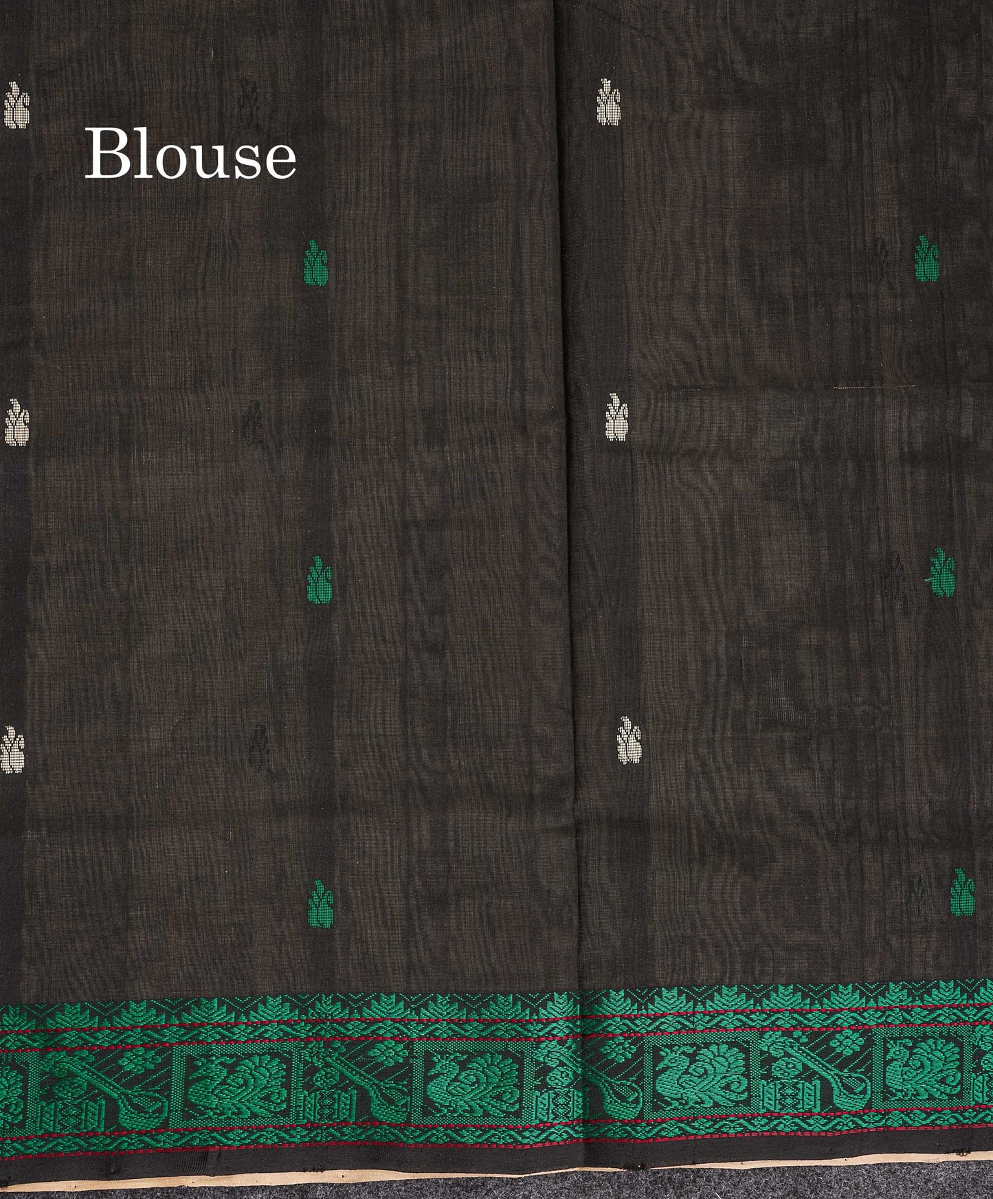 Contrast Black Blouse Of Cream Sandal Semi Silk Cotton Saree 