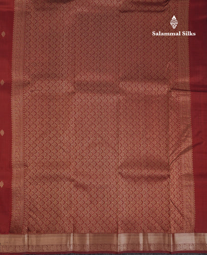 Beautiful Dark Maroon Pure Kanjivaram Silk Saree With Traditional Small Border