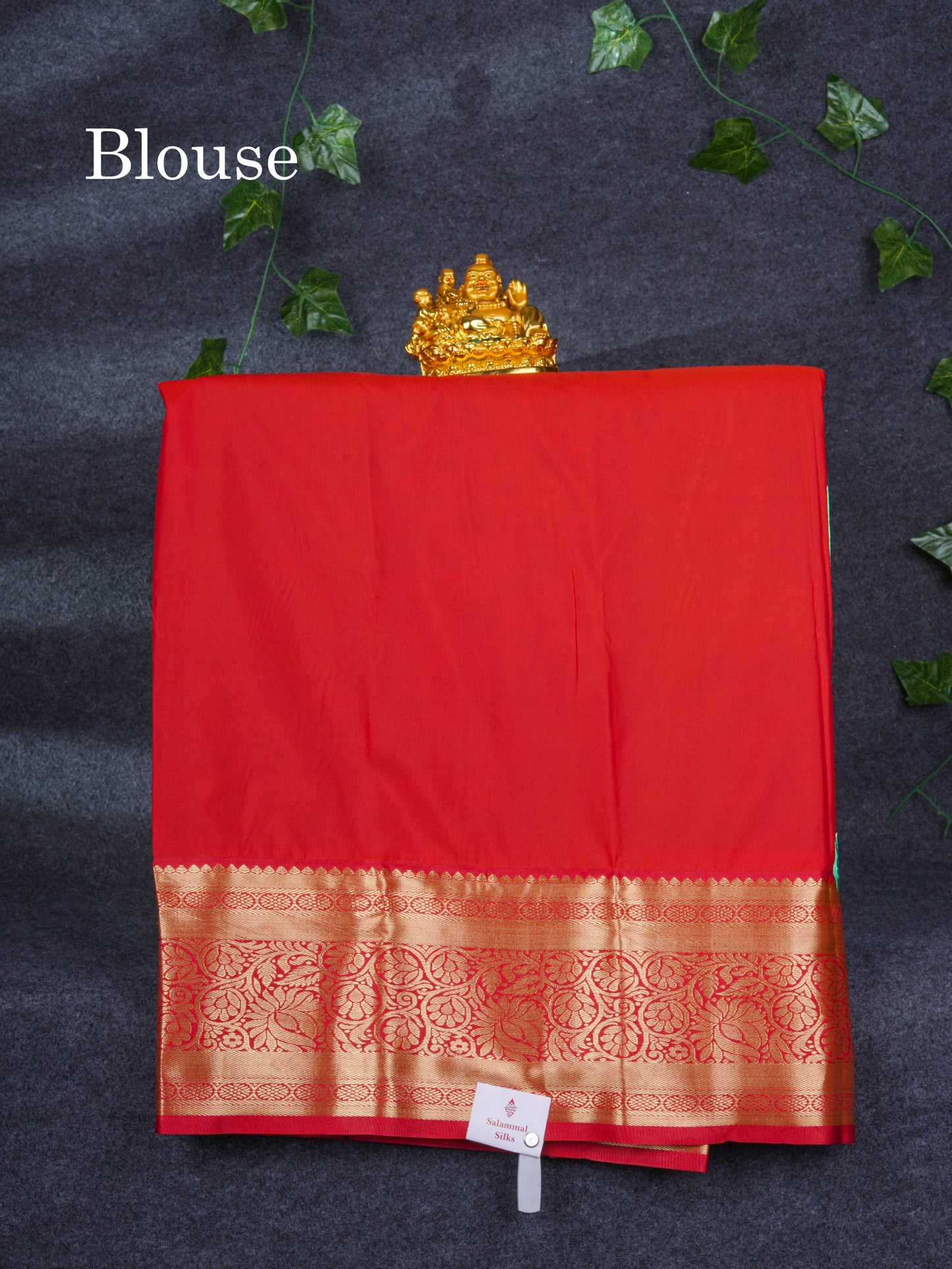 Semi Silk Pattu Pavadai ( Sapphire Green ) with Chilly Red Blouse 26.5"