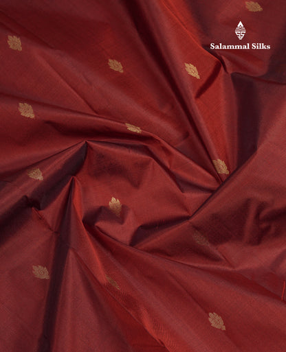 Beautiful Dark Maroon Pure Kanjivaram Silk Saree With Traditional Small Border