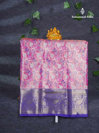 Semi Silk Pattu Pavadai Tissue ( Pink ) with Violet Blouse 27"