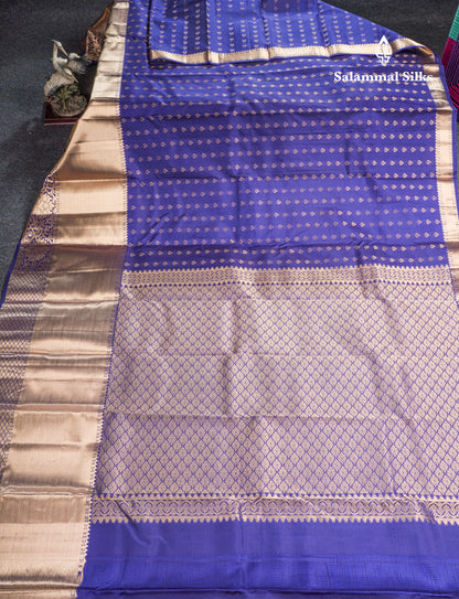 Dual Tone Purple Pure Kanjivaram Silk Saree With Self Long Border