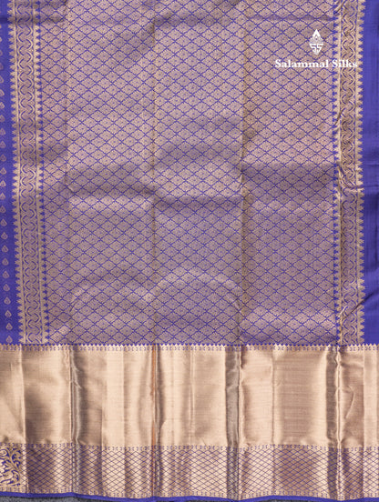 Dual Tone Purple Pure Kanjivaram Silk Saree With Self Long Border