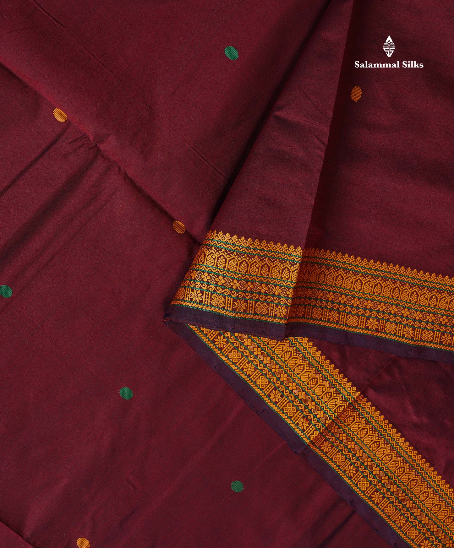 Semi Silk Cotton Saree - Dark Maroon Colour Body With Thread Work Border