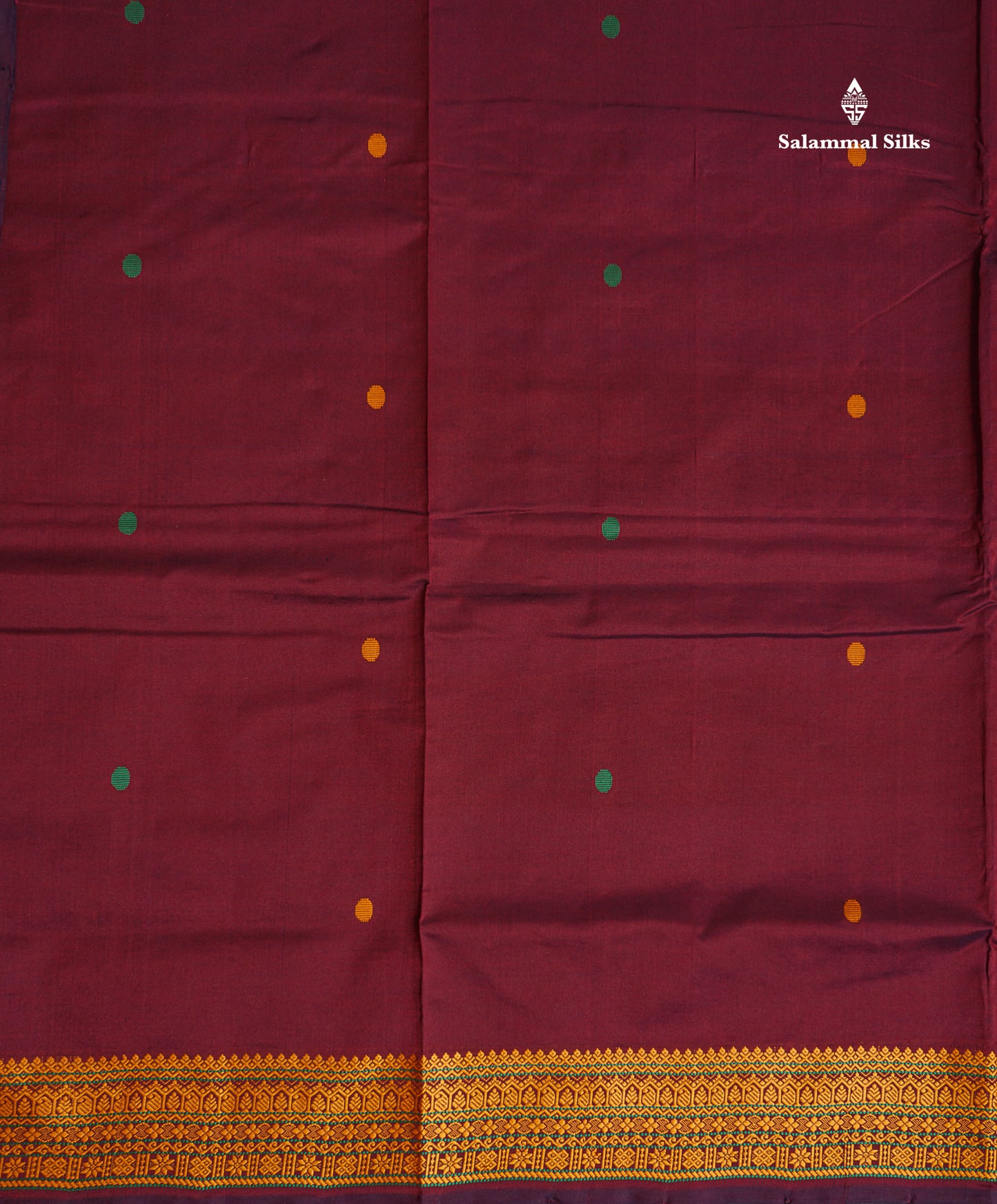 Thread Work Border Of Dark Maroon Semi Silk Cotton Saree 