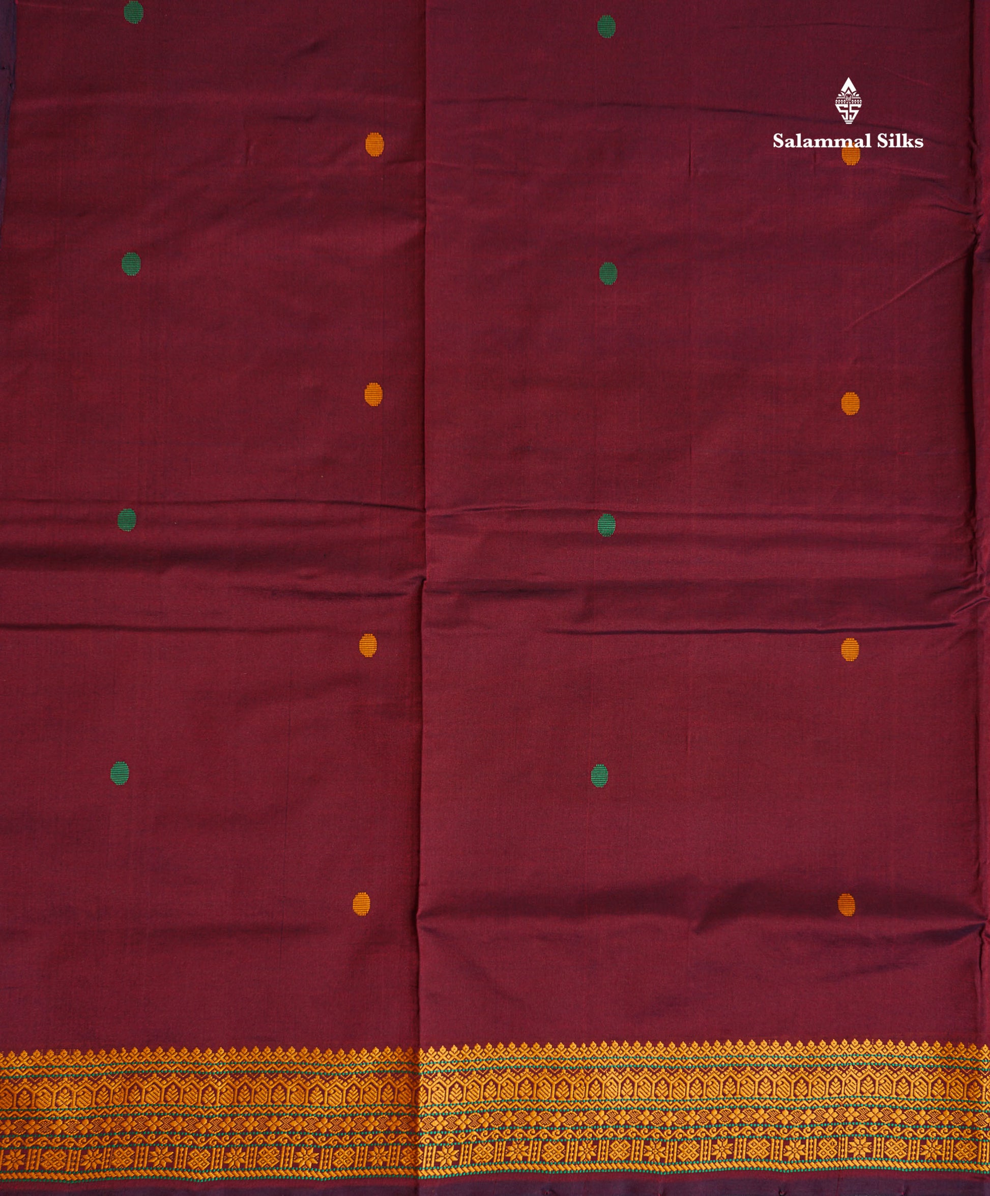 Thread Work Border Of Dark Maroon Semi Silk Cotton Saree 
