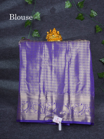 Semi Silk Pattu Pavadai Tissue ( Pink ) with Violet Blouse 27"