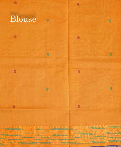 Contrast Mustard Yellow Blouse Of Dark Maroon Semi Silk Cotton Saree