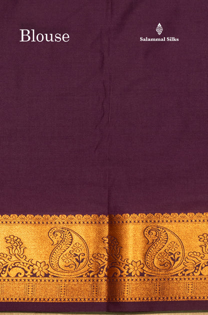 Bottle Green Colour Semi Silk Saree With Navy Blue Copper Zari Border