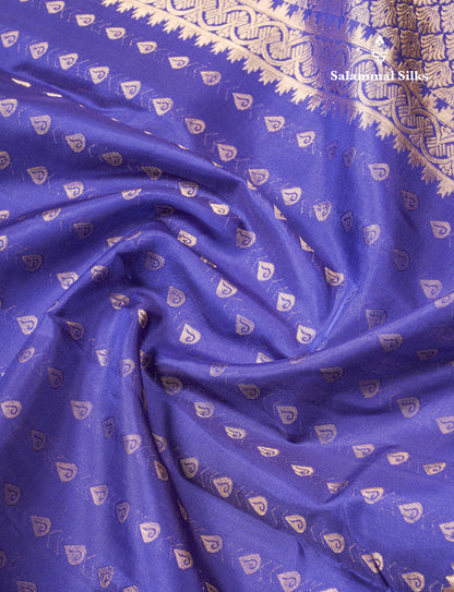 Dual Tone Purple Pure Kanjivaram Silk Saree With Self Long Border
