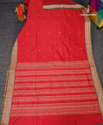 Full View Of Chilly Red Semi Silk Cotton Saree 