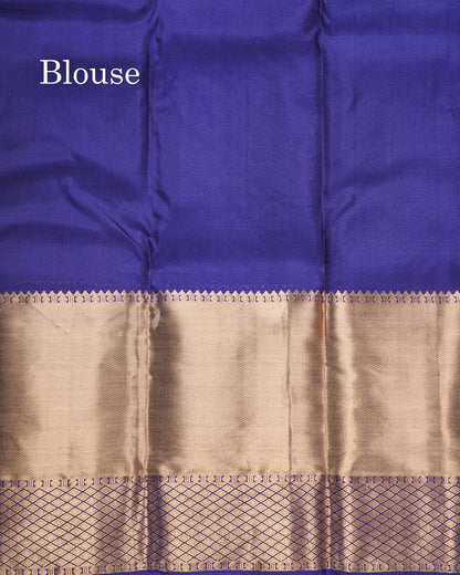 Dual Tone Purple Pure Kanjivaram Silk Saree With Self Long Border