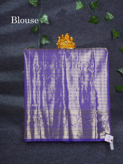 Semi Silk Pattu Pavadai Tissue ( Dual Tone Pastel Blue ) with Violet Blouse 27"