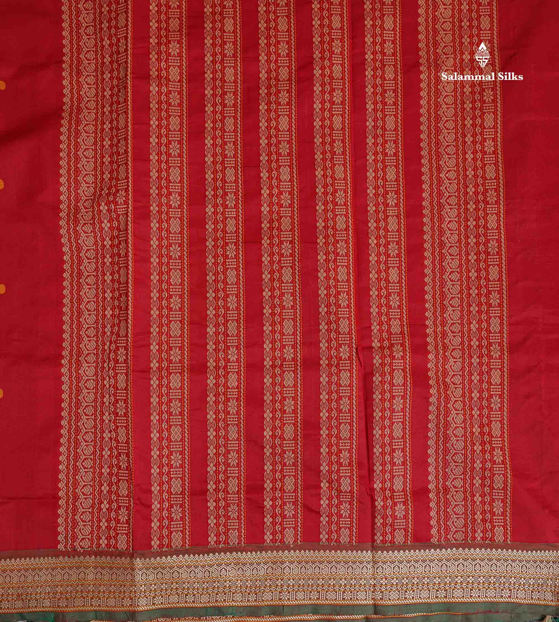Pallu Of Chilly Red Semi Silk Cotton Saree