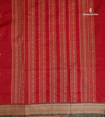Pallu Of Chilly Red Semi Silk Cotton Saree