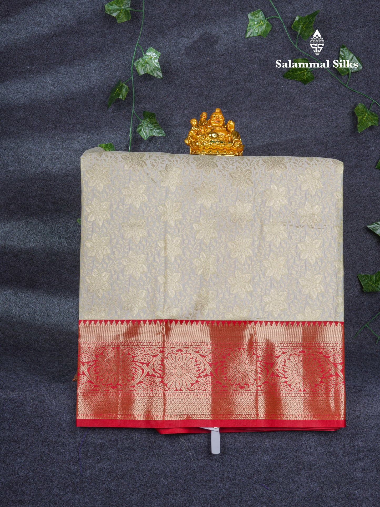 Semi Silk Pattu Pavadai ( Half White ) with Chilly Red Blouse 26.5"