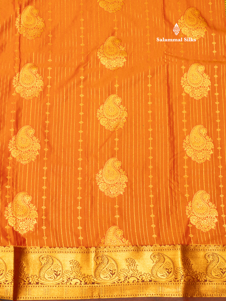 Bottle Green Colour Semi Silk Saree With Navy Blue Copper Zari Border