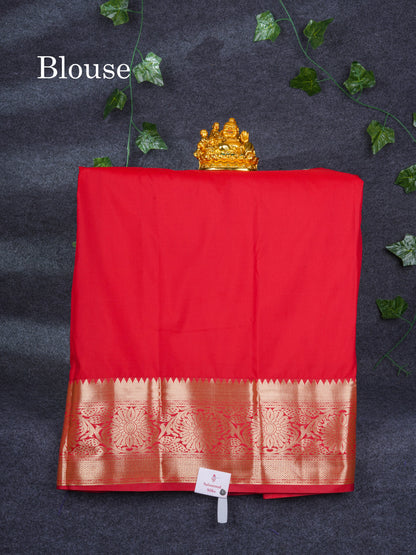 Semi Silk Pattu Pavadai ( Half White ) with Chilly Red Blouse 26.5"