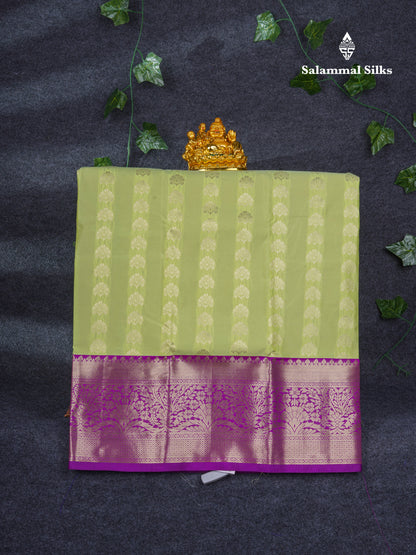Semi Silk Pattu Pavadai ( Light Elaichi Green ) with Vadamalli Blouse 26"