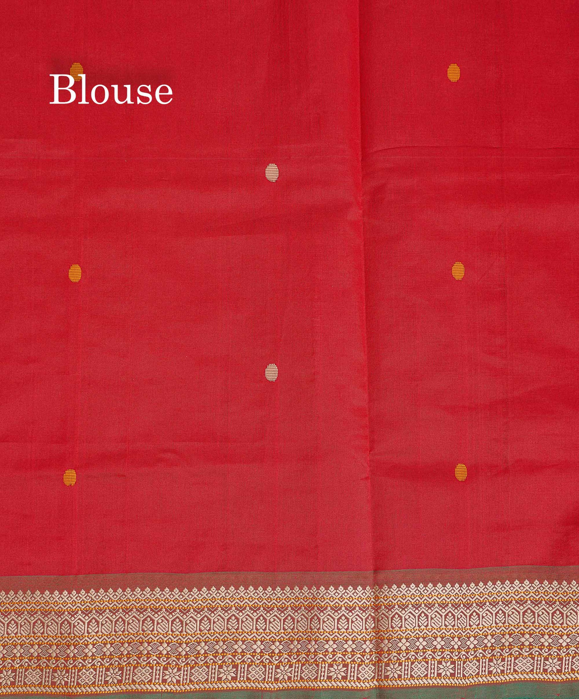 Self Blouse Of Chilly Red Semi Silk Cotton Saree 