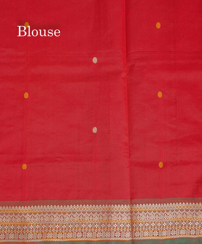 Self Blouse Of Chilly Red Semi Silk Cotton Saree 