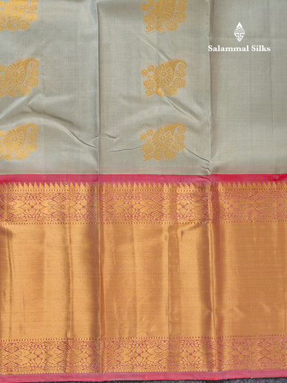 Light Rexona Pure Kanjivaram Silk Saree With Contrast Chilly Red Blouse