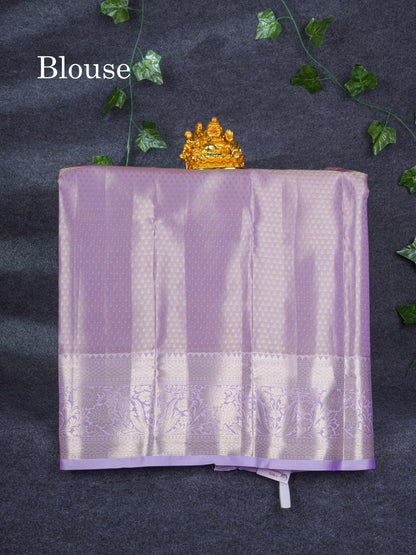 Semi Silk Pattu Pavadai Tissue ( Sandal ) with Light Lavender Blouse 27"